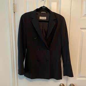Pinstripe Navy Blue Max Mara Double Breasted Blazer Size 46